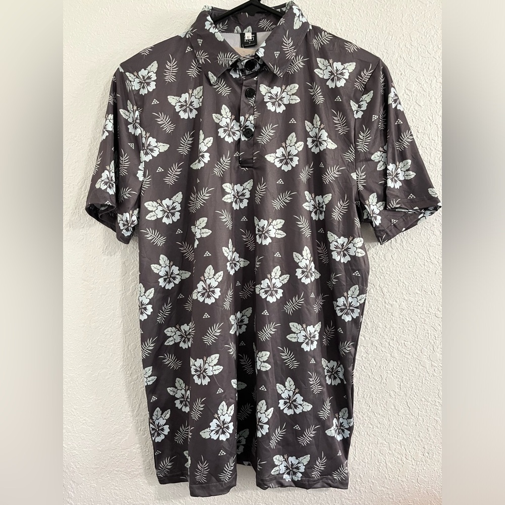Sweet Honey Hawaii Mens Collared Shirt Small Gray